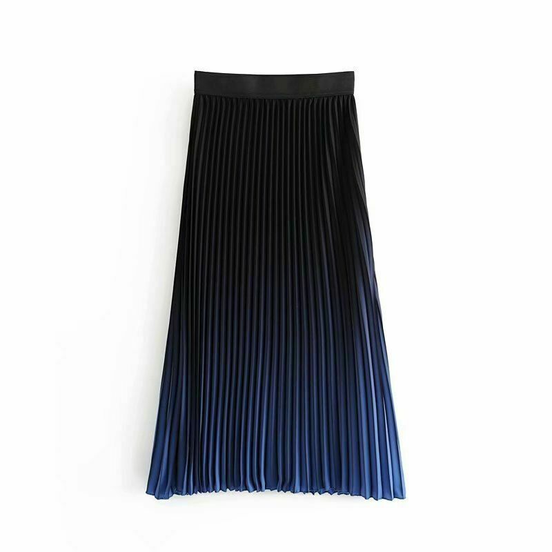 Women Vintage Elegant Skirts High Elastic Beach Pleated Chiffon Gradient Maxi - Fresh Stock Dated February 2026