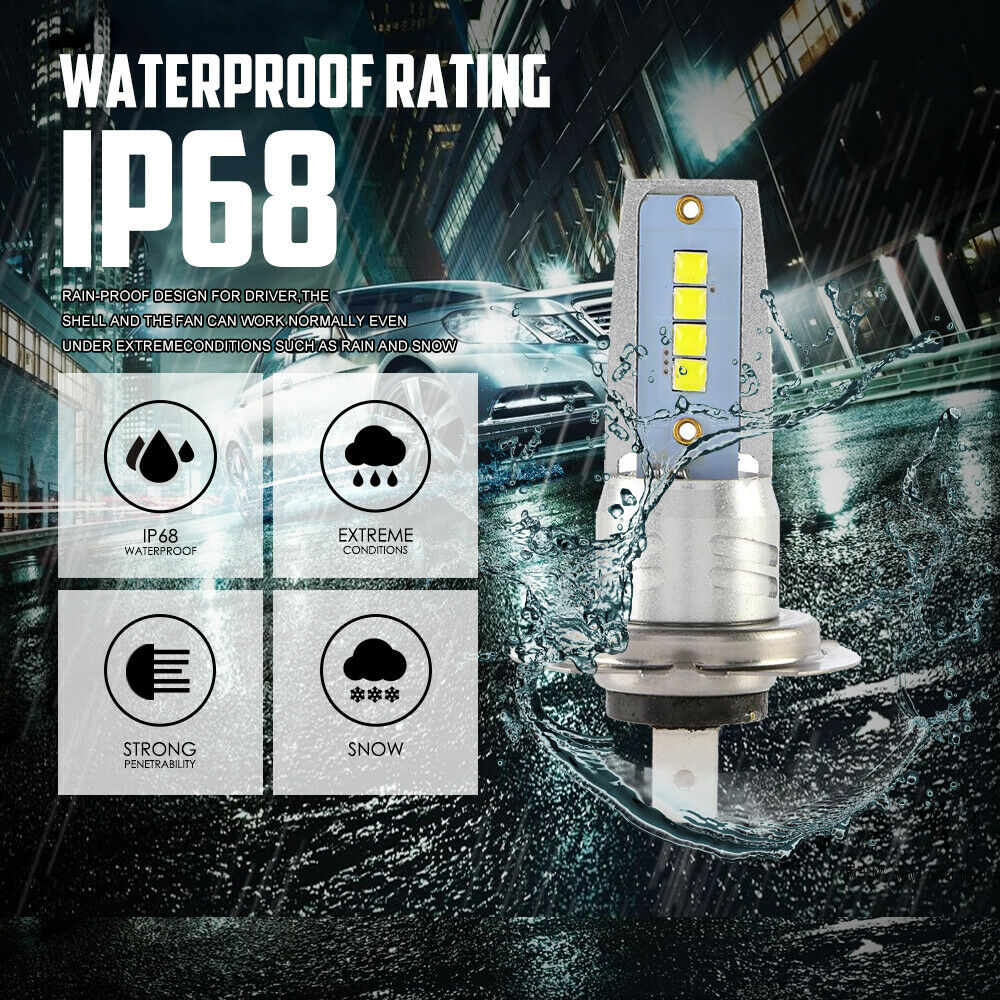 H7 Motorcycle LED Headlights Bulbs Kit High/Low Beam 120W 12000LM 6000K White - Fresh Stock Dated February 2026