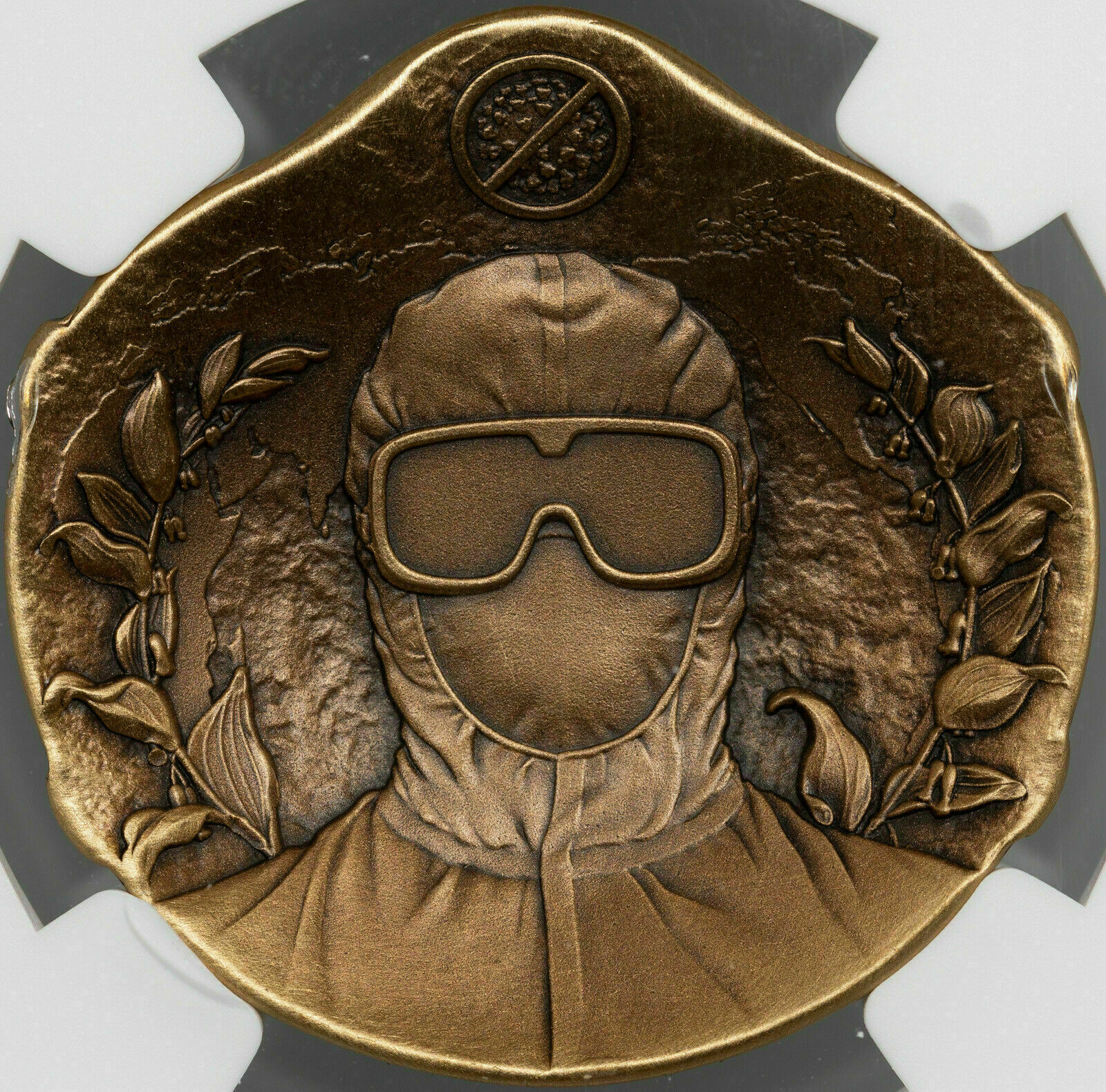 2020 CHINA ANTIQUED 28MM BRASS MEDAL FIGHT VIRUS NGC MS 70 DESIGNER SIGNED - Fresh Stock Dated February 2026