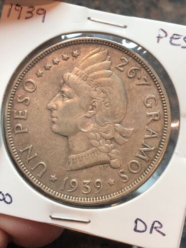 SASA High Grade Original1939 Dominican Republic Silver 1 Peso Silver Crown KM-22 - Fresh Stock Dated December 2025