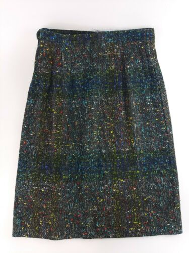 Vintage 60s Handmade A-Line Wool Skirt Black & Colorful Waist Size 28 - Fresh Stock Dated March 2026