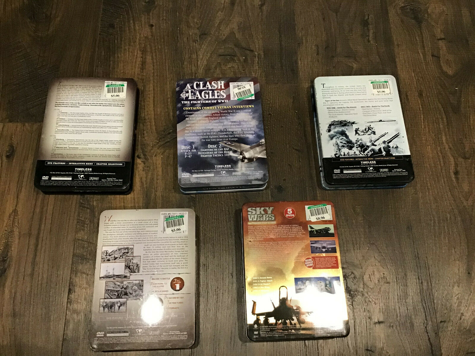 5 Tin Sets 13 DVD's all for .00 plus shipping. Very nice condition. Preowned. - Fresh Stock Dated February 2026