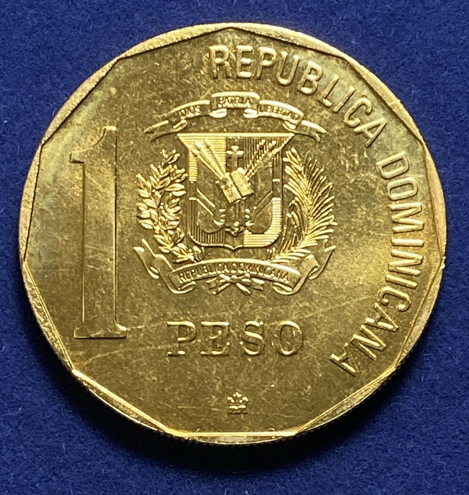 DOMINICAN REPUBLIC 1 Peso 1989  Discovery and Evangelization Gold Plated - Fresh Stock Dated February 2026