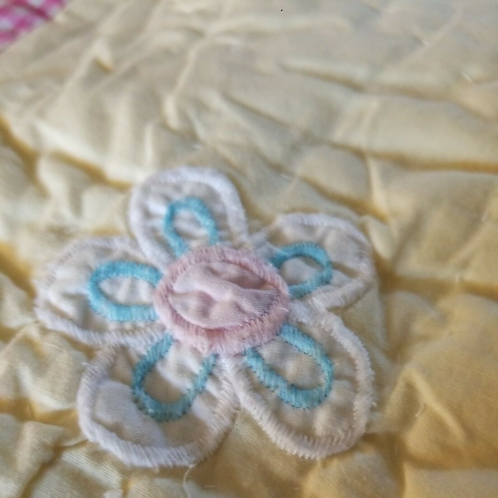 POTTERY BARN KIDS Quilted Euro Pillow Sham Yellow & Pink Daisy Floral Flower 24