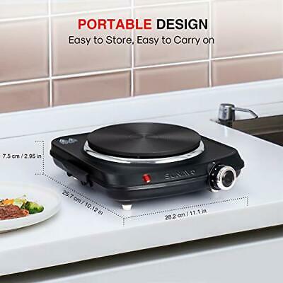 1500W Hot Plates for Cooking, Electric Single Burner with Handles, 6 Black - Fresh Stock Dated December 2025
