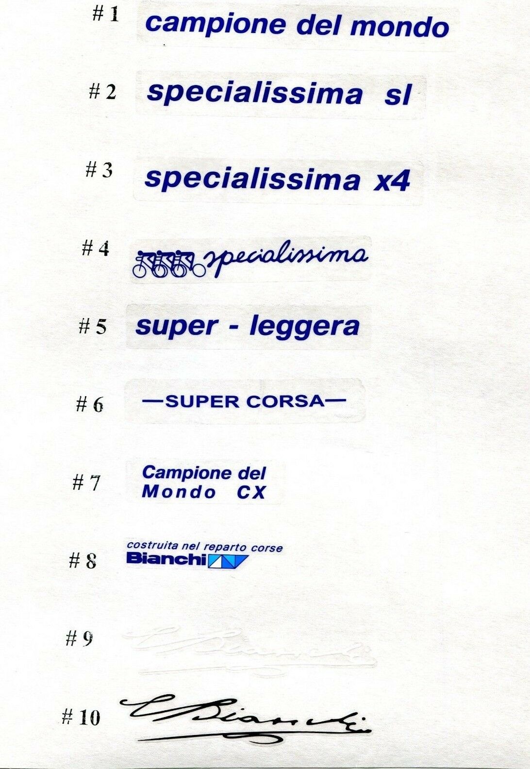 Bianchi tube decals stickers  , 20 options on your choice - Fresh Stock Dated December 2025