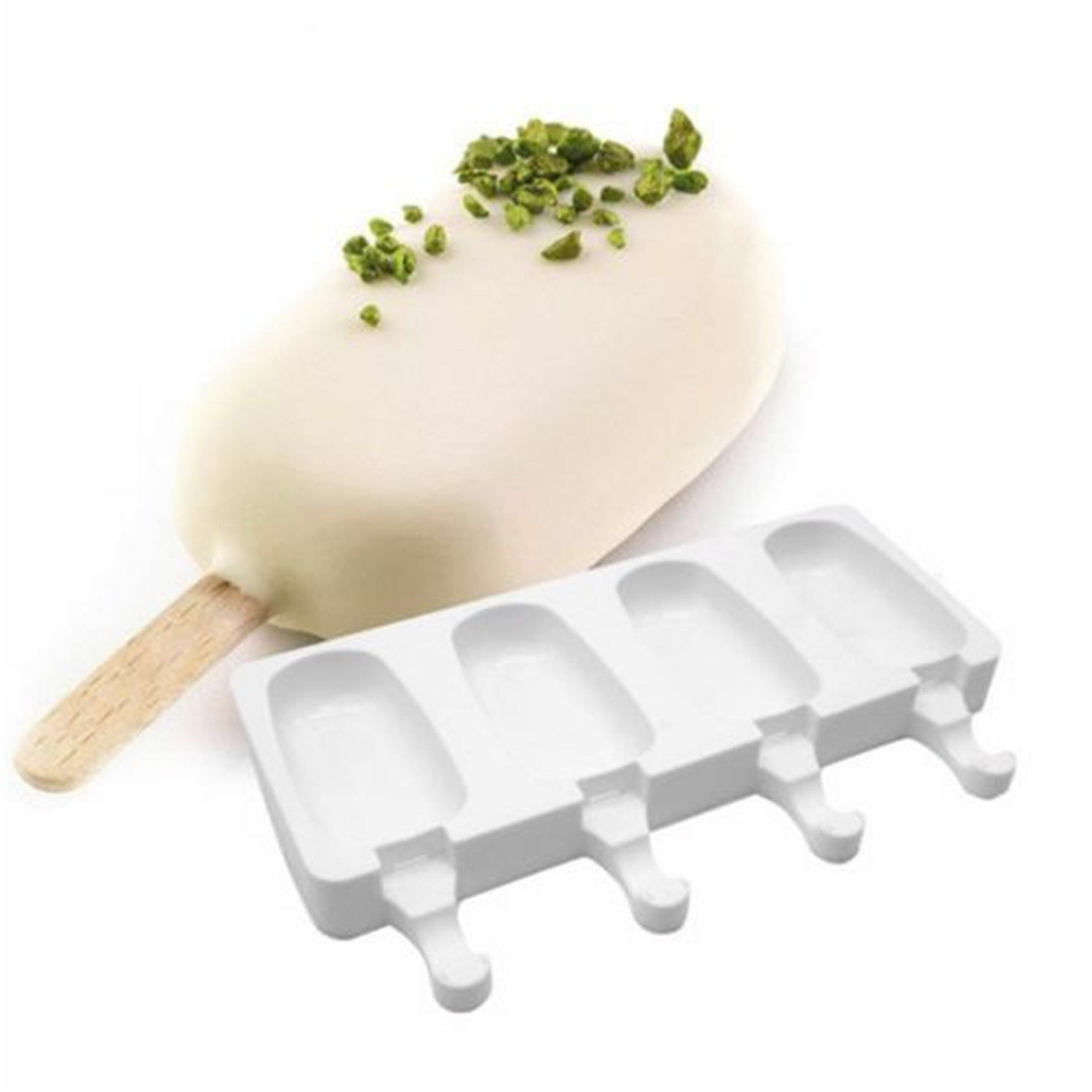 4 Cell Silicone Popsicle Mold 4 Cavity Frozen Ice Cream Mould Pop Lollipop Tray - Fresh Stock Dated December 2025