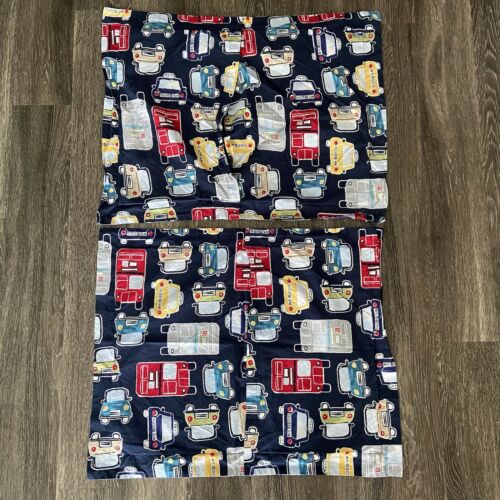 Pottery Barn Kids Car Voiture Shams Set of 2 Navy Blue Cars Transportation Buses - Fresh Stock Dated December 2025