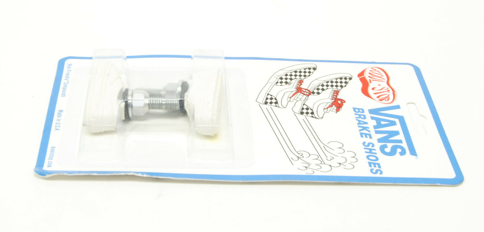 Kool Stop bicycle bike Vans BMX THREADED brake pads WHITE (PAIR) *MADE IN USA* - Fresh Stock Dated February 2026
