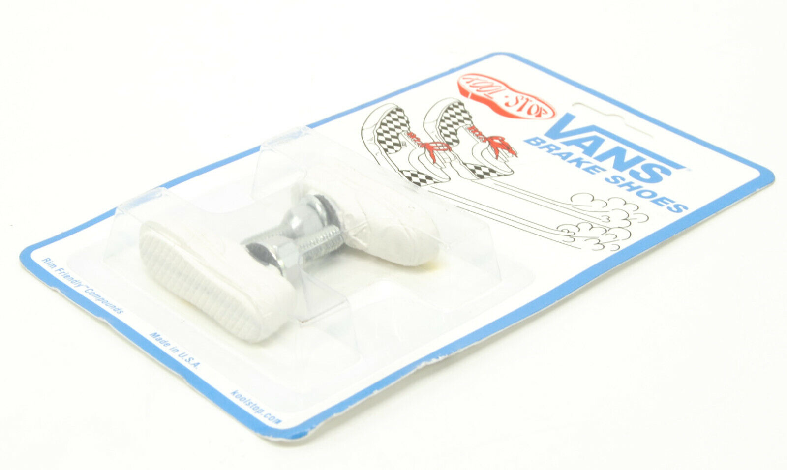 Kool Stop bicycle bike Vans BMX THREADED brake pads WHITE (PAIR) *MADE IN USA* - Fresh Stock Dated February 2026