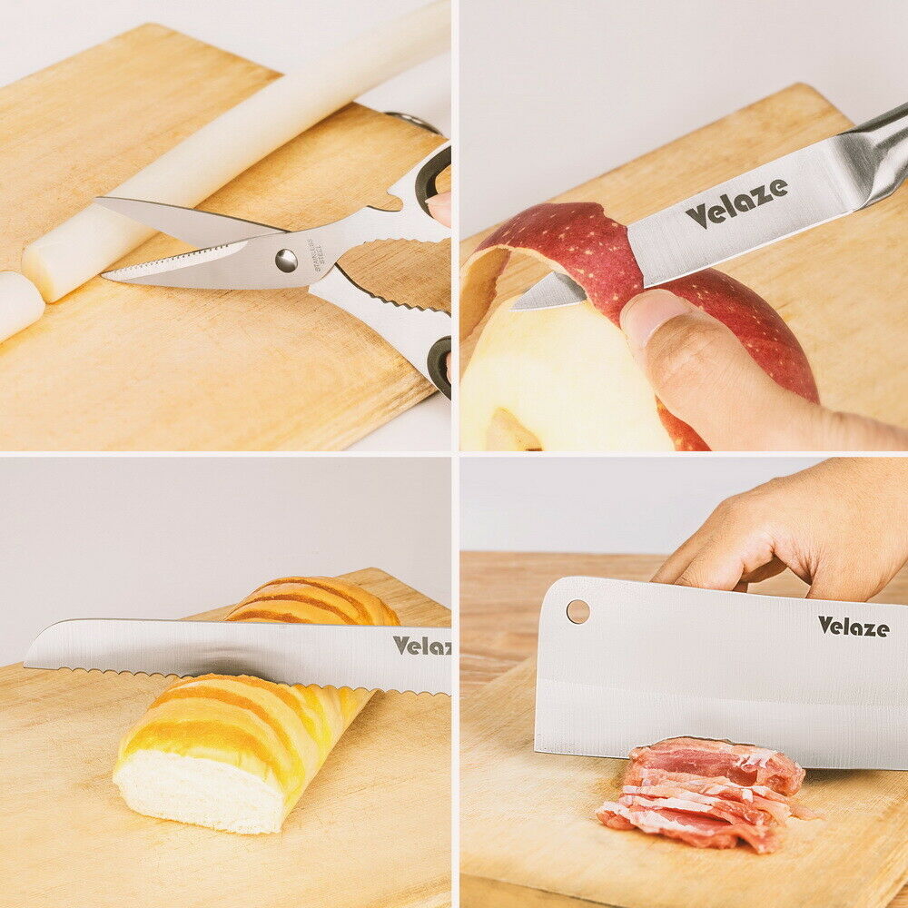 Velaze 8-Pieces Stainless Steel Knife Set Chef Cutlery Kitchen Knives Knife Set - Fresh Stock Dated December 2025