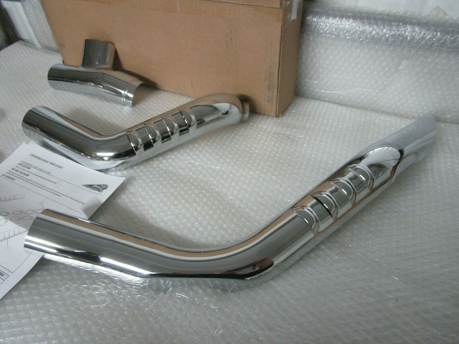 17-22 Indian Scout / Sixty / Bobber Chrome Louvered Heat Shields - Fresh Stock Dated February 2026