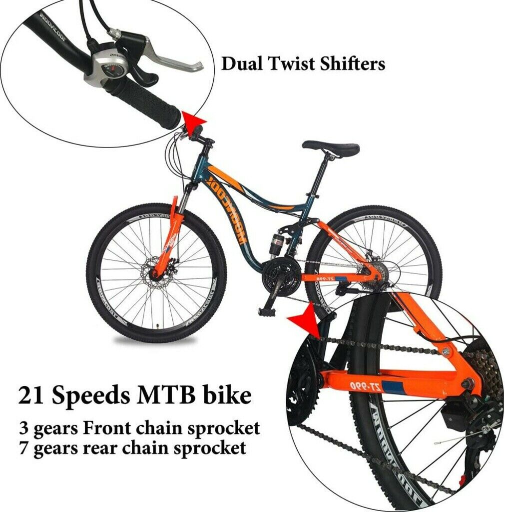 Mountain Bike 21Speeds 26” Twist Shifters & Derailleur Suspension Fork MTB Bike - Fresh Stock Dated February 2026