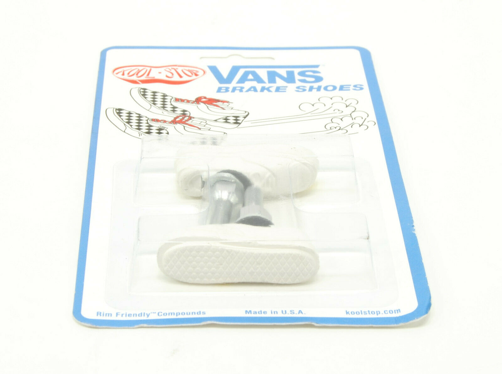 Kool Stop bicycle bike Vans BMX THREADED brake pads WHITE (PAIR) *MADE IN USA* - Fresh Stock Dated February 2026