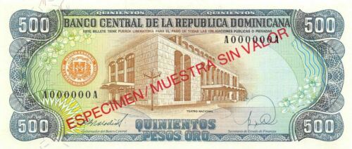 Dominican Republic 500 Pesos Oro 1988 Specimen Series A Uncirculated Banknote - Fresh Stock Dated February 2026