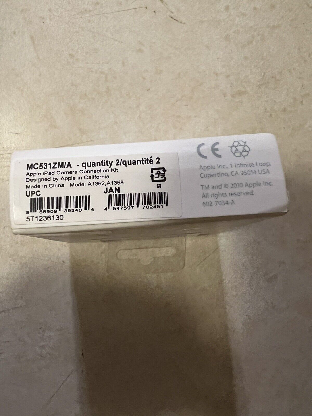 Original Genuine Apple iPad Camera Connection Kit MC531ZM/A Model A1362 A1358 - Fresh Stock Dated February 2026