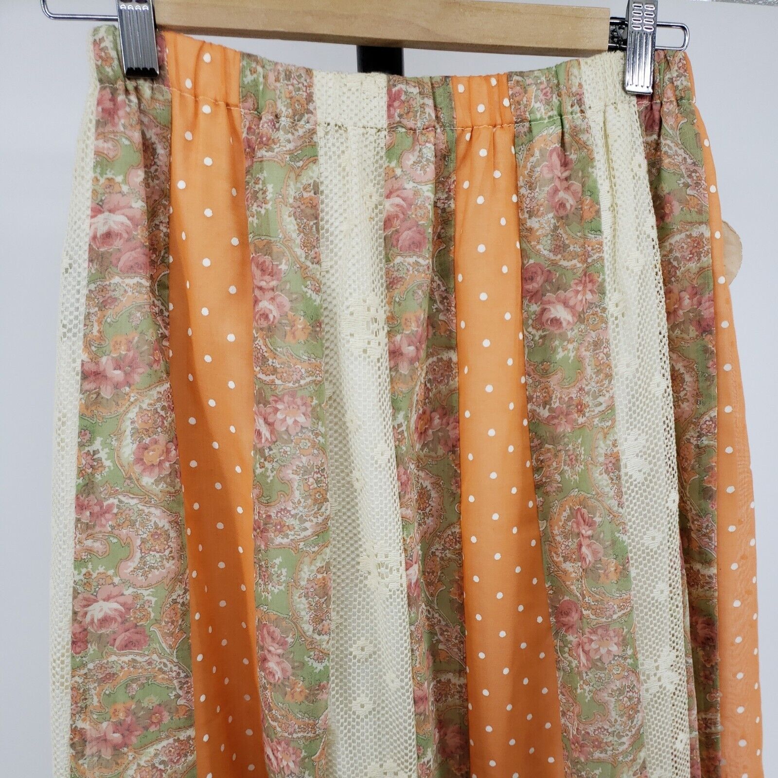 Vintage Chessa Davis Maxi Skirt Floral Lined Mixed Stripes Boho Hippie Peasant - Fresh Stock Dated March 2026