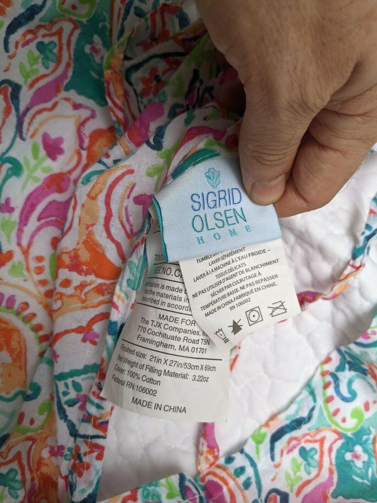 2 Pc Set SIGRID OLSEN Bright Damask Watercolor Standard Pillow Shams 21x27