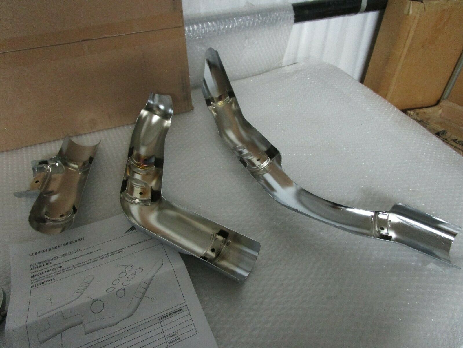 17-22 Indian Scout / Sixty / Bobber Chrome Louvered Heat Shields - Fresh Stock Dated February 2026