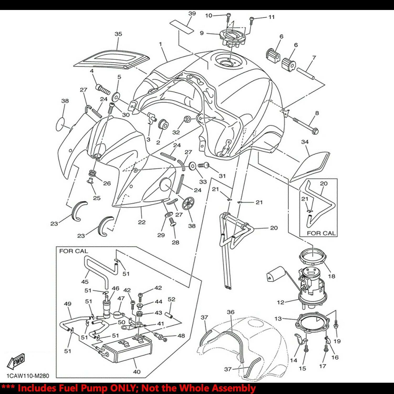 OE Replacement EFI Fuel Pump+Filter/Strainer 06-17 FZ1/FZS1/R6/V Star 1300 XVS - Fresh Stock Dated February 2026