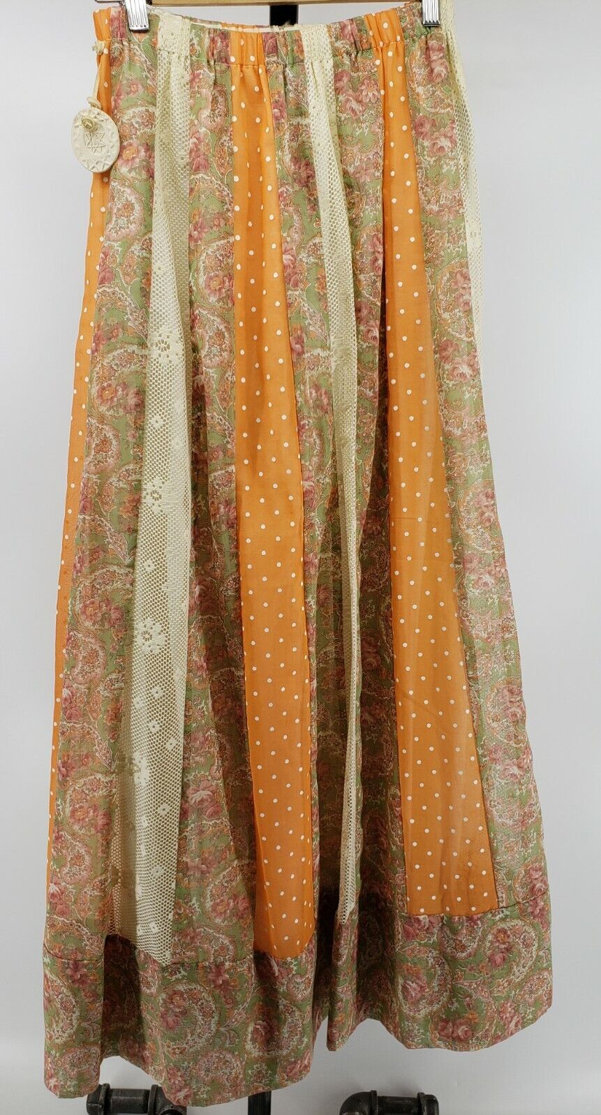 Vintage Chessa Davis Maxi Skirt Floral Lined Mixed Stripes Boho Hippie Peasant - Fresh Stock Dated March 2026