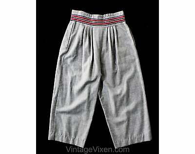 Size 10 Thierry Mugler Pants 1970s Boho Ladies Gaucho Trouser Gray Wool Ribbon - Fresh Stock Dated March 2026