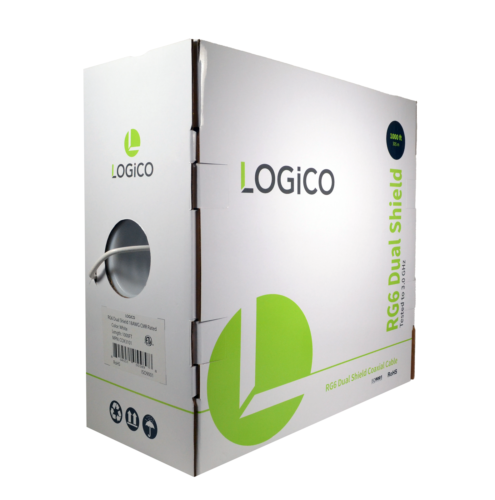 RG6 Coaxial Cable Dual Shield 1000FT White + 50xF-Type Compression Connector Kit - Fresh Stock Dated February 2026