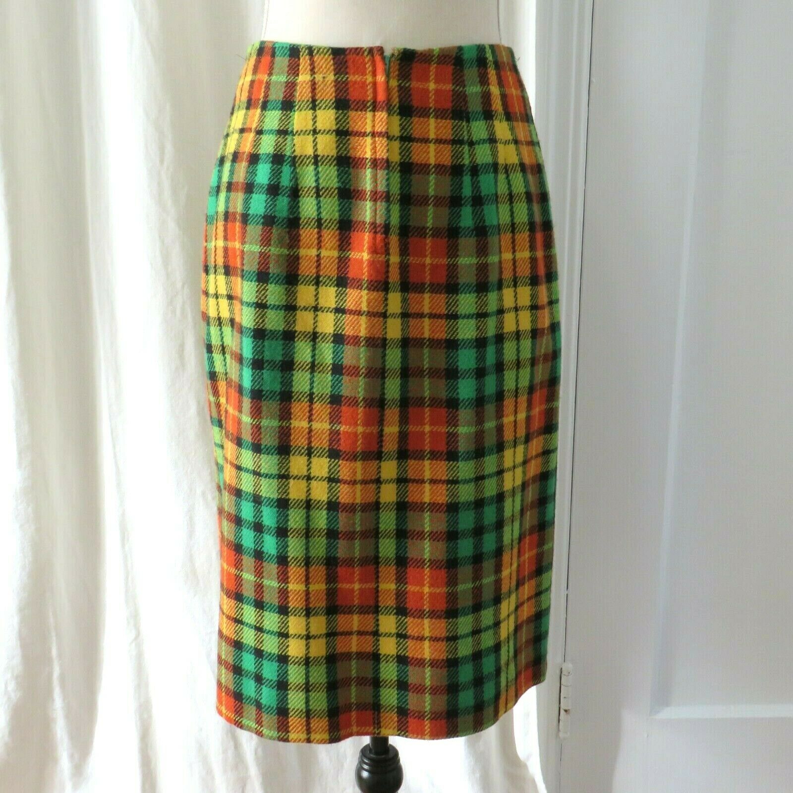 Vintage 1950's Bright Check Wool Pencil Skirt M - L - Fresh Stock Dated February 2026