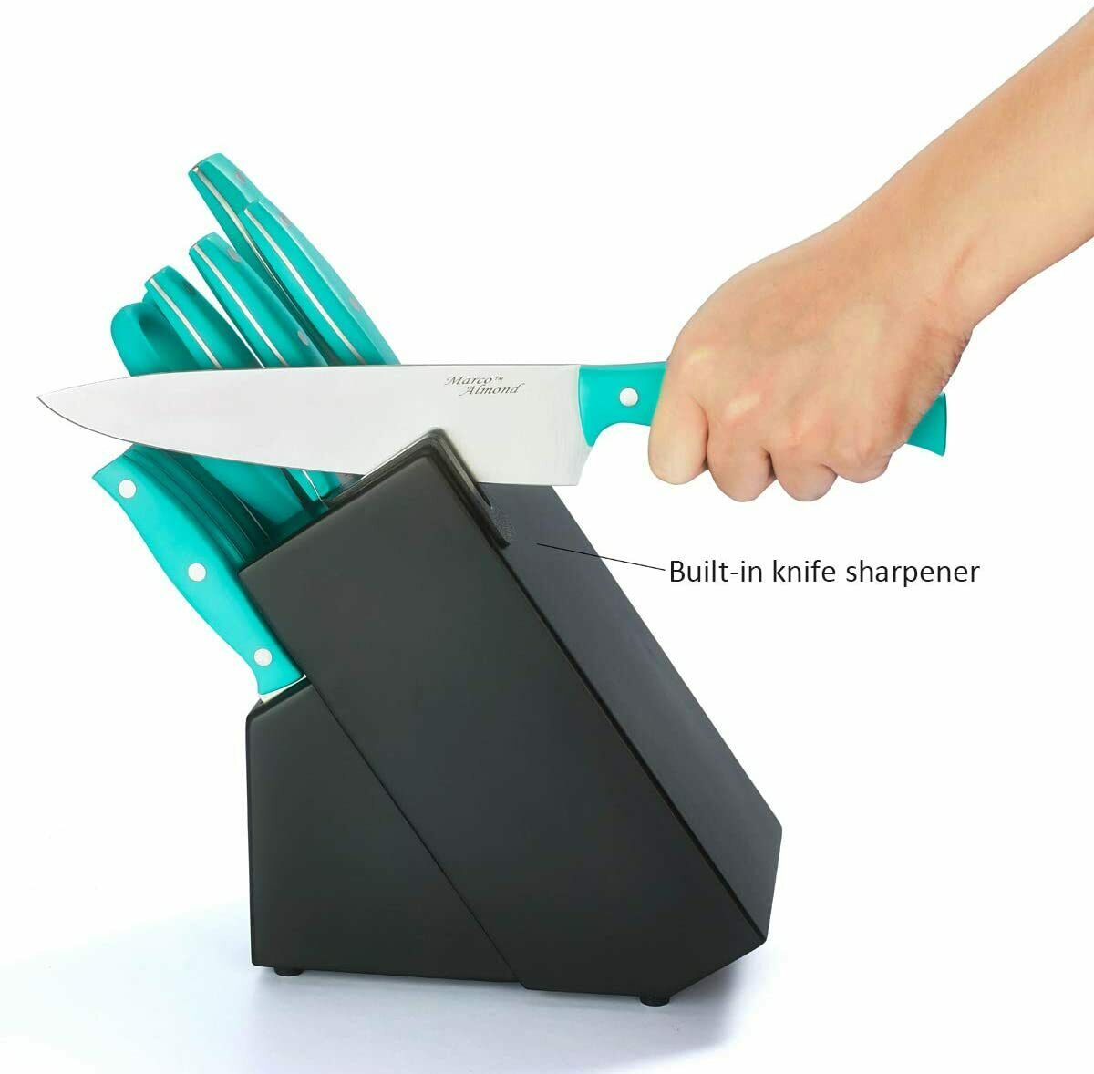 14PCS Stainless Steel Kitchen Knives Cutlery Set with Block Built-in Sharpener - Fresh Stock Dated December 2025