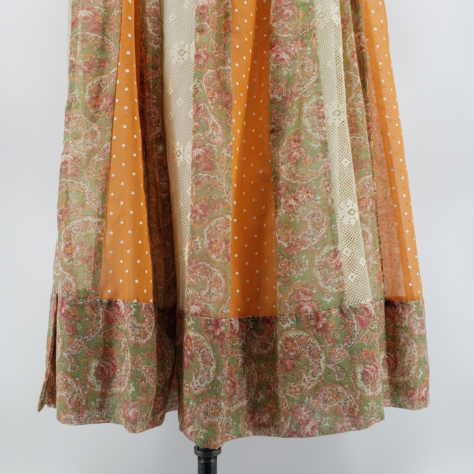 Vintage Chessa Davis Maxi Skirt Floral Lined Mixed Stripes Boho Hippie Peasant - Fresh Stock Dated March 2026