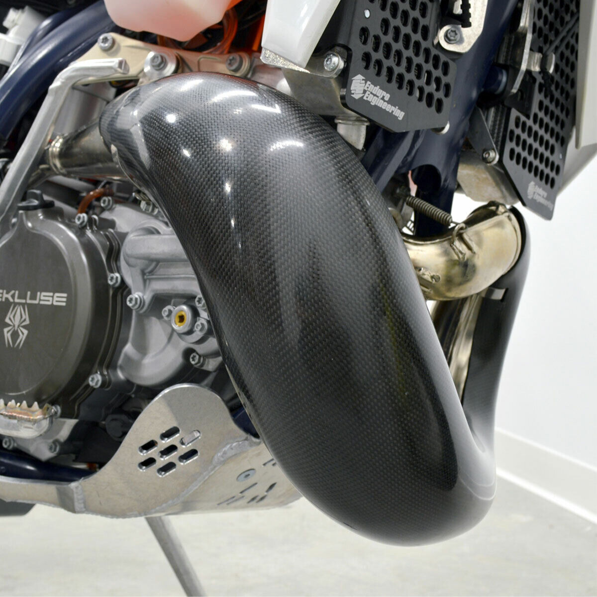 Enduro Engineering Carbon Fiber Exhaust 2-T Pipe Guard KTM/Husqvarna/GAS GAS - Fresh Stock Dated February 2026