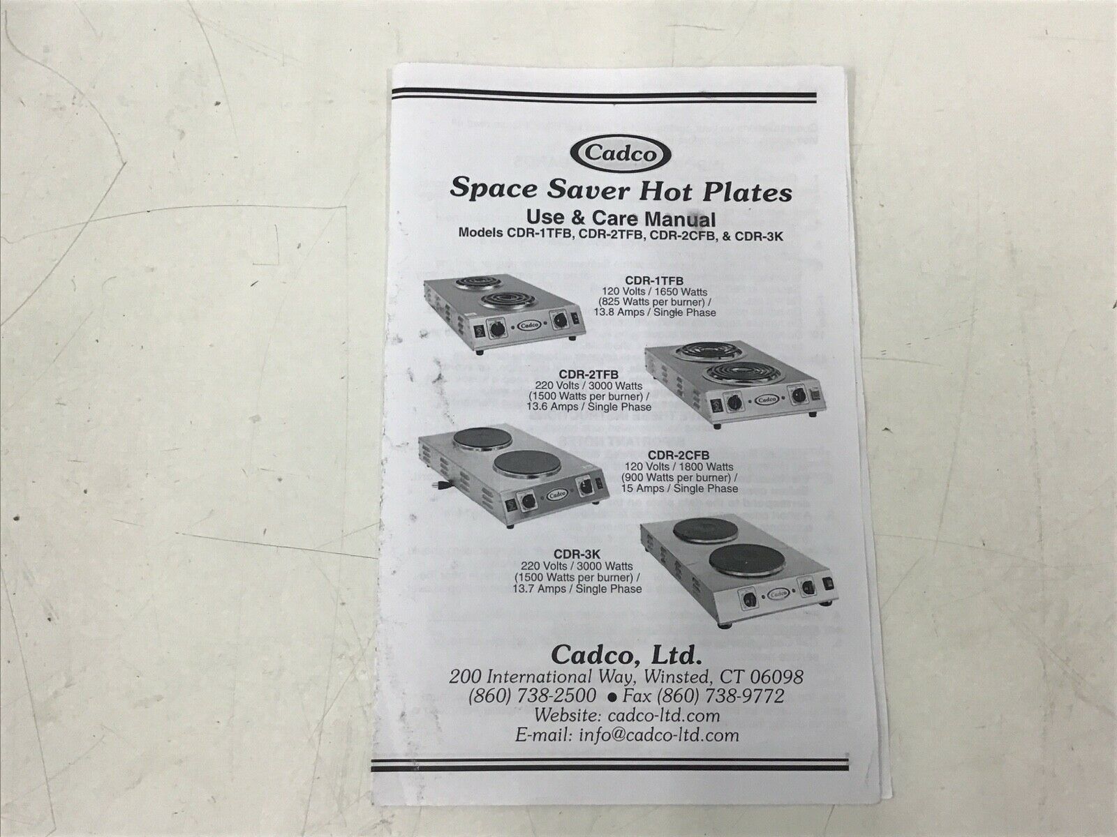 CADCO CDR - 2TFB Front-to-Back Two Burner Portable Hot Plate - Fresh Stock Dated December 2025