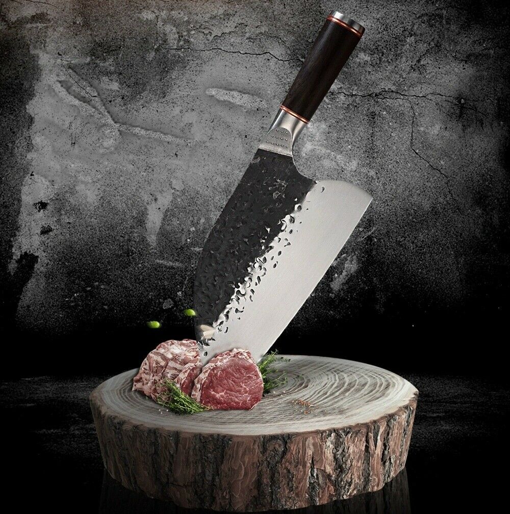 Professional Kitchen Butcher Knife Stainless Steel Ebony Wood Handle Sharp Blade - Fresh Stock Dated December 2025