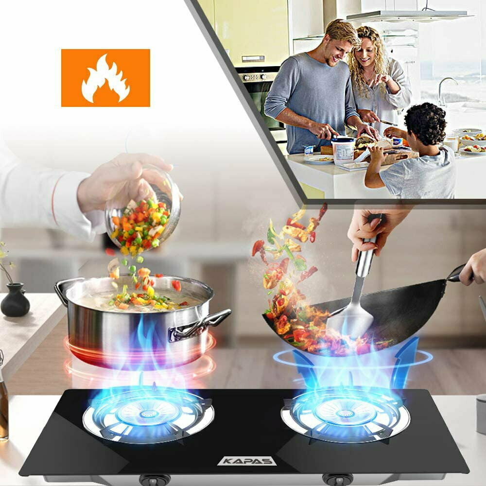 Kapas Outdoor&Indoor Portable Propane Stove, Countertop Double Burners With Hose - Fresh Stock Dated December 2025