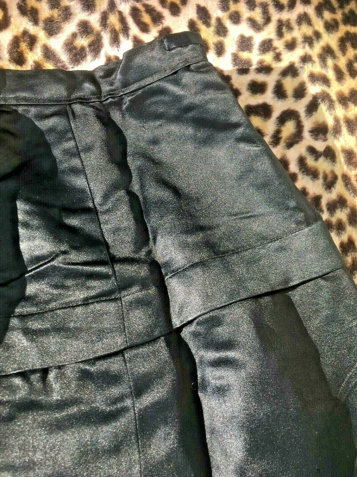 FRENCH VICTORIAN 1800s LADY SKIRT~PLEATED TRIM~LUXURIOUS BLACK CHARMEUSE SILK~S - Fresh Stock Dated February 2026