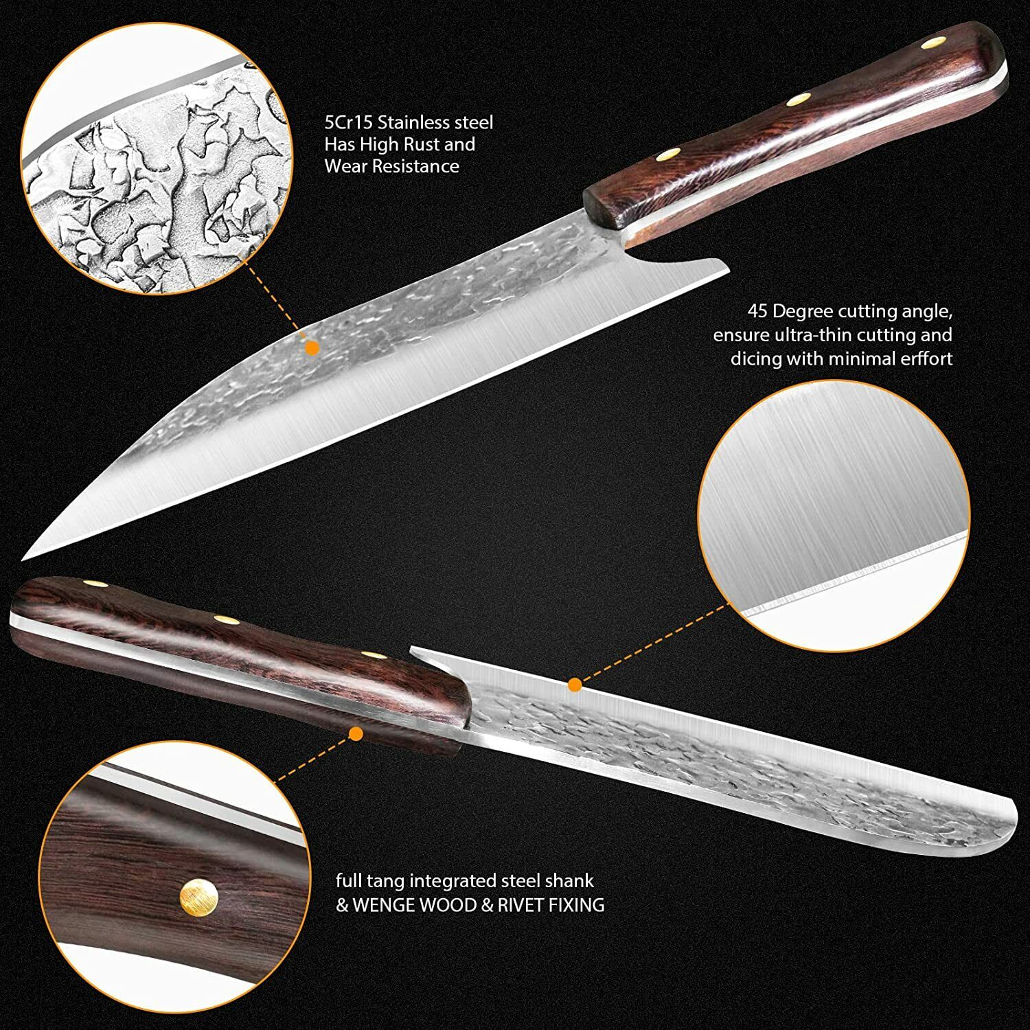 Serbian Butcher Knife Hand Forged Kitchen Chef Knife Meat Cleaver Chopping Knife - Fresh Stock Dated February 2026