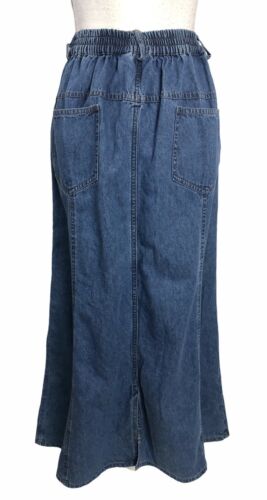 Vintage Denim Maxi Skirt Floral Embroidered Western Prairie Studio West Size L - Fresh Stock Dated February 2026