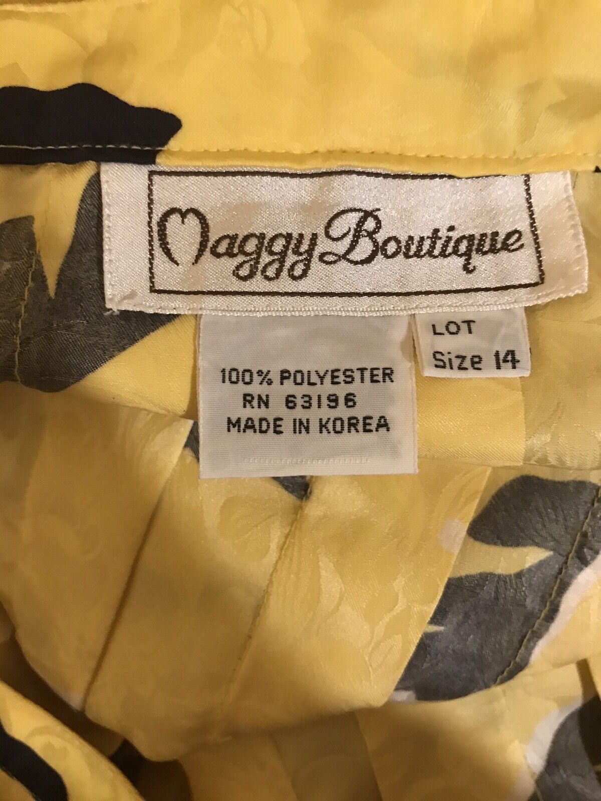 Vintage 80’s Yellow Black Jacquard Print Pleated skirt M/L 31W Maggy Boutique - Fresh Stock Dated March 2026