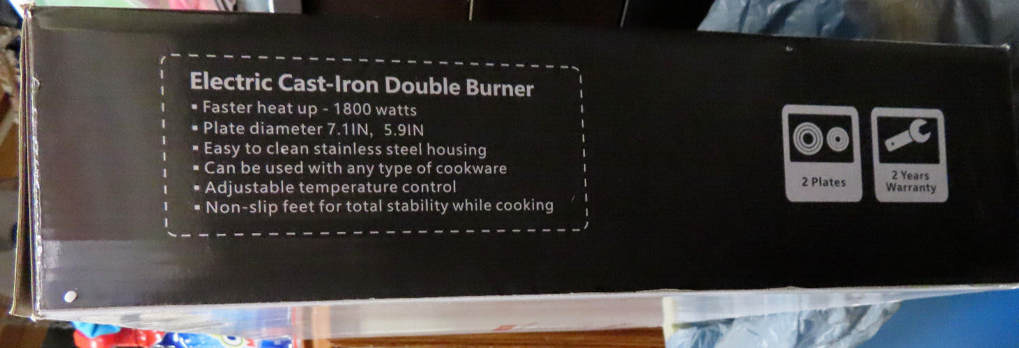 GIVENEU ELECTRIC DOUBLE BURNER HOT PLATE FOR COOKING 1800W PORTABLE ELECTRIC - Fresh Stock Dated February 2026