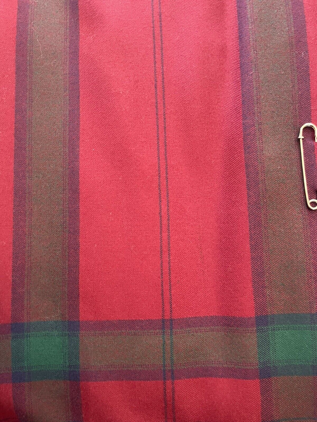 Deans of Scotland Vtg Pleated Tartan Kilt Skirt Size12 Burgundy Plaid 100% Wool - Fresh Stock Dated March 2026