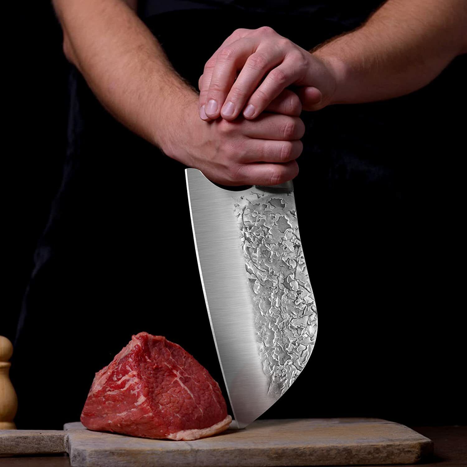 Serbian Butcher Knife Hand Forged Kitchen Chef Knife Meat Cleaver Chopping Knife - Fresh Stock Dated February 2026
