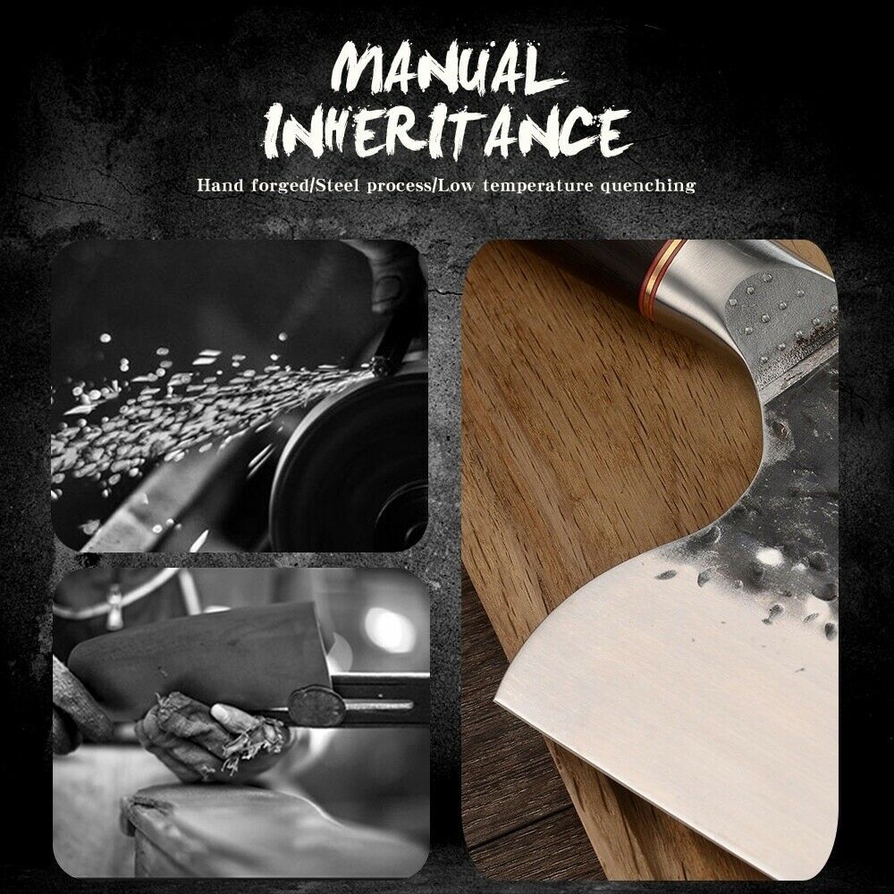 Professional Kitchen Butcher Knife Stainless Steel Ebony Wood Handle Sharp Blade - Fresh Stock Dated December 2025