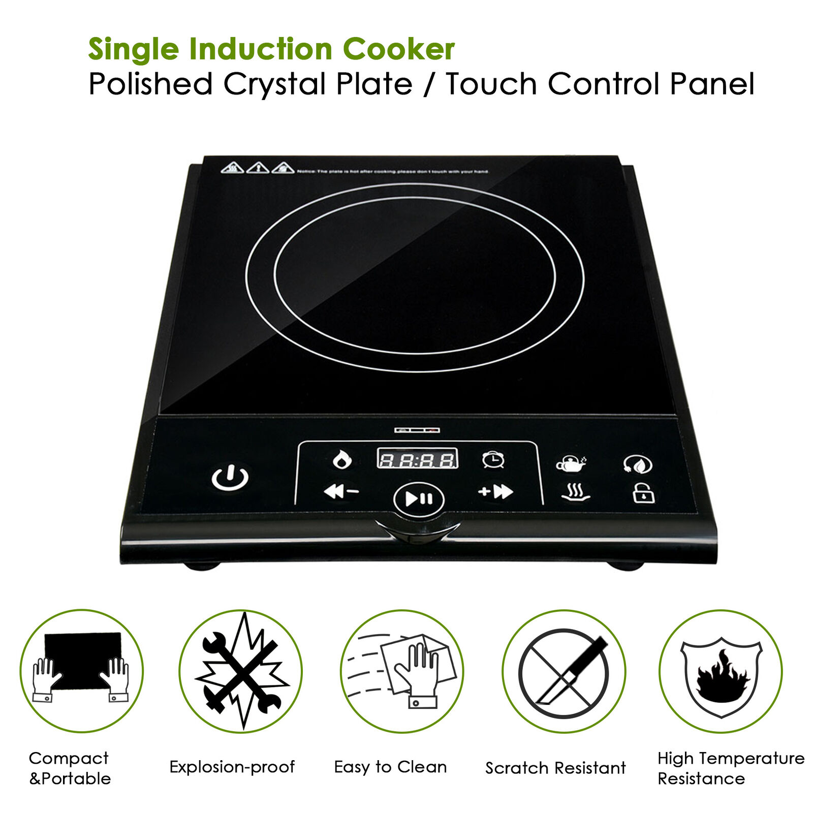 Electric Single Induction Cooker Portable Cooktop Burner 1800W Digital Hot Plate - Fresh Stock Dated February 2026