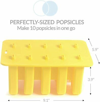 Silicone Popsicle Molds BPA Free Set of 10 Ice Pop Maker with 50 Popsicle Sticks - Fresh Stock Dated December 2025