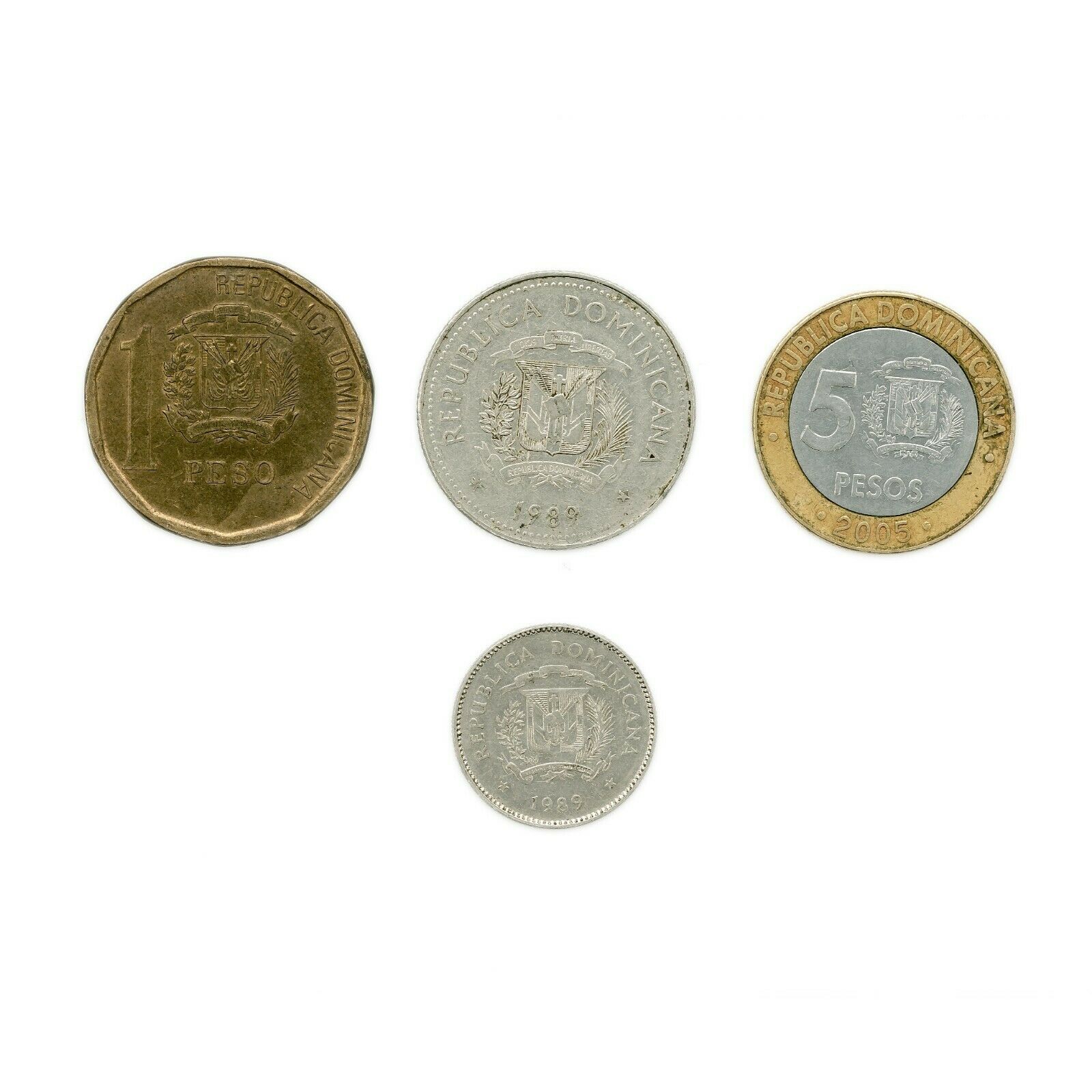 4 different Dominican Republic coins circ. - Fresh Stock Dated December 2025