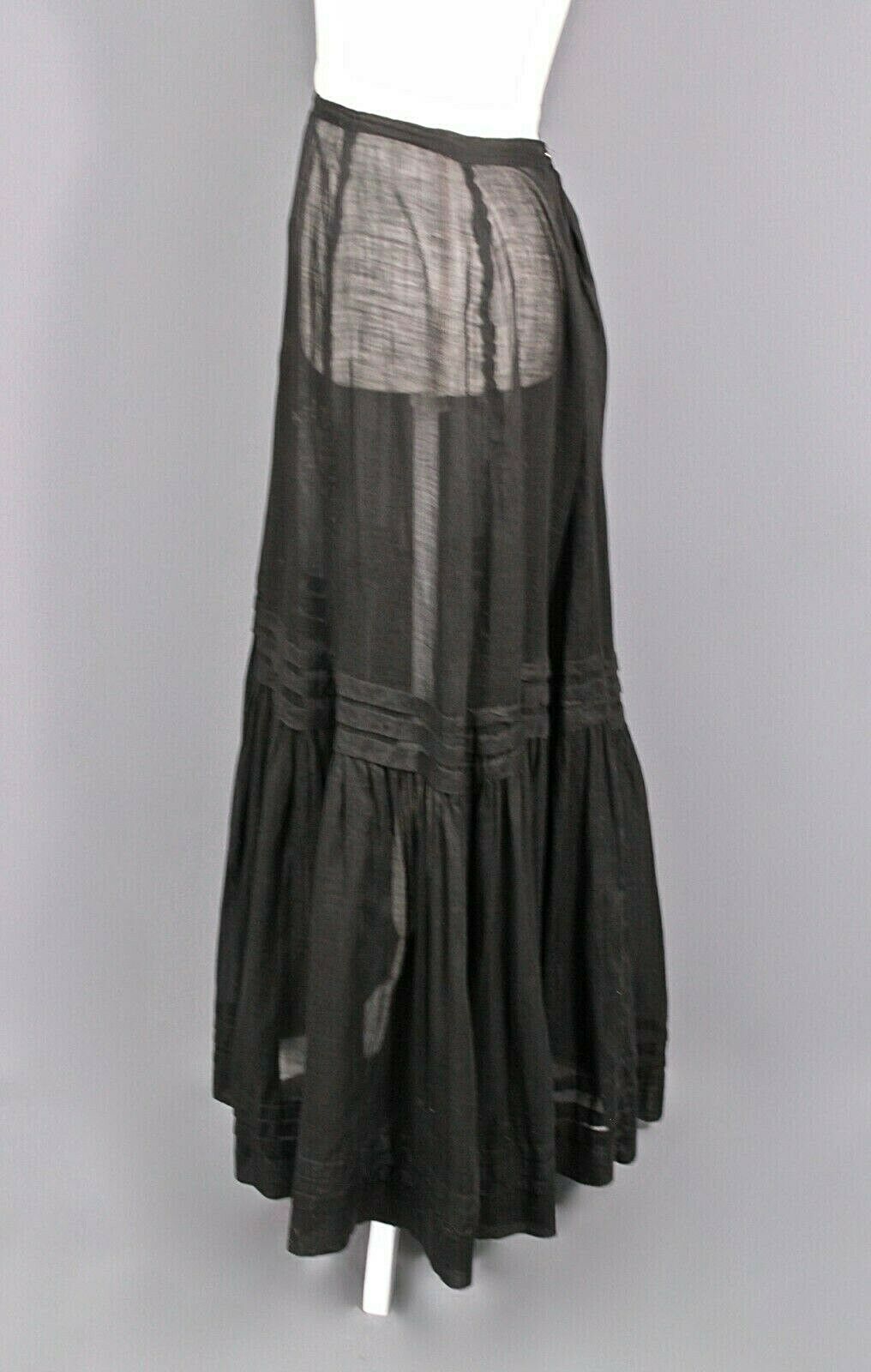 VTG Women's Antique Edwardian Early 1900s Sheer Black Skirt Sz S - Fresh Stock Dated February 2026