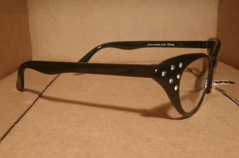 Dr Peepers Costume Mardi Gras Black Cat Eye Glasses S37201 - Fresh Stock Dated February 2026