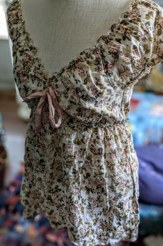 Floral Peasant Prairie Cottagecore Pastel Garden Grunge Blouse Tie Empire Waist - Fresh Stock Dated March 2026