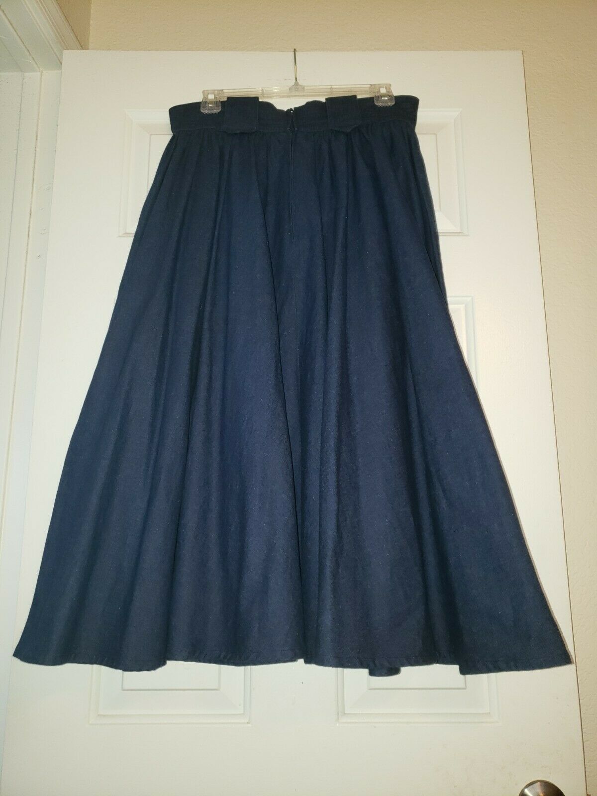 VTG HAIRSTON ROBERSON ROPA Midi Circle Skirt Sz 14 Denim Silver Concho Buttons - Fresh Stock Dated February 2026