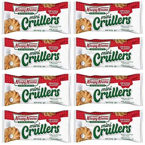 Krispy Kreme Original Glazed Mini Crullers 2 oz (Pack of 8) - Fresh Stock Dated February 2026
